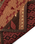 Broken Arrow - Full/Queen Reversible Quilt Set Set of 3 - Red / Tan / Brown