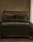 Stella - King Faux Silk Velvet Duvet Cover Set (Set of 3) - Fern Green