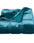 Stella - Faux Silk Velvet Double Box Stitch Throw - Teal