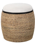 Island - Straw Accent Stool - White & Light Brown
