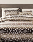 Chalet - King Aztec Comforter Set Set of 3 - White / Brown
