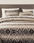 Chalet - Queen Aztec Comforter Set (Set of 3) - White / Brown