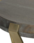 Unite - Brass Leg Wood Side Table - Dark Brown