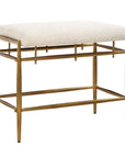 Karleen - Plush Small Brass Bench - White