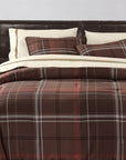 Jackson - King Plaid Comforter Set Set of 3 - Brown / Red