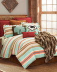 Serape - Queen Comforter Set Set of 3 - Turquoise / Brown