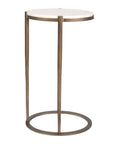 Mercier - Round Marble Accent Table - Brass / White