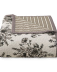 Lyla - Full/Queen Reversible Floral Print Quilt Set Set of 3 - White / Brown
