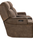 MS - Wheeler Power Console Loveseat With Power Headrest - Dark Brown