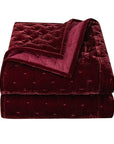 Stella - Twin Faux Silk Velvet Pintuck Quilt - Garnet Red