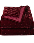 Stella - Twin Faux Silk Velvet Pintuck Quilt - Garnet Red