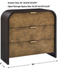 Byrams - 3 Drawer Oak Chest - Brown / Gold / Woodtone