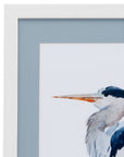 Heron III Framed Print - White