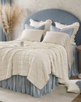 Stella - King Faux Silk Velvet Double Box Stitch Quilt Set Set of 3 - Stone