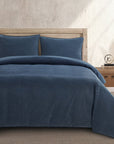 Cotton Canvas - King Stonewashed Duvet Cover Set Set of 3 - Denim