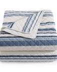 Mystic Stripe - Full/Queen Cotton Gauze Quilt Set Set of 3 - Navy