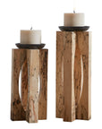 Ilva - Wood Candleholders (Set of 2) - Light Brown