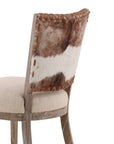 Lina - Leather and Linen Chair - Light Brown / Beige