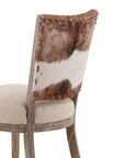 Lina - Leather and Linen Chair - Light Brown / Beige