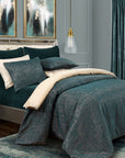 Hayworth - Queen Comforter Set Set of 3 - Deep Teal / Gold