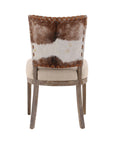 Lina - Leather and Linen Chair - Light Brown / Beige