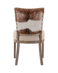 Lina - Leather and Linen Chair - Light Brown / Beige