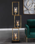 Cielo - Staggered Rectangles Floor Lamp - Gold