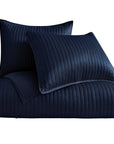 Satin Channel - Twin Quilt Set Set of 2 - Navy Blue