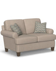 Moxy - Fabric Loveseat, T-Shaped Seat Cushion, Curved Sock Arms