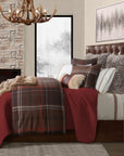 Jackson - King Plaid Comforter Set Set of 3 - Brown / Red