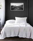 Stonewashed Cotton Waffle Weave - King Coverlet Set Set of 3 - White