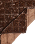 Stella - King Faux Silk Velvet Double Box Stitch Quilt Set Set of 3 - Copper Brown