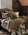 Joshua - Twin Comforter Set Set of 2 - Brown / Green / Cream