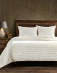 Stella - King Faux Silk Velvet Pintuck Quilt Set Set of 3 - Stone