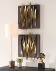 Crosshatch - Metal Wall Decor (Set of 2) - Dark Brown