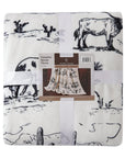 Campfire - Ranch Life Western Toile Campfire Sherpa Throw 6 Per Carton - Black / White
