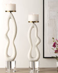 Feamelo - Ivory Stone Candleholders (Set of 2)
