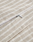100% French Flax Linen - King Railroad Stripe Duvet Cover Set (Set of 3) - Natural