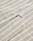 100% French Flax Linen - King Railroad Stripe Duvet Cover Set Set of 3 - Natural