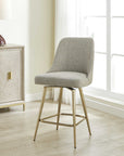 Bramwell - Upholstered Counter Stool - Gray / Gold