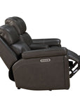 Leon - Power Console Loveseat Recliner With Power Headrest, Power Lumbar, Heat And Massage - Smokey Gray