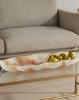 Organic Elegance - Wavy Oval Bowl - Brown / White
