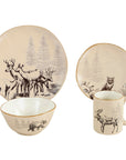 White Pine - Ceramic Dinnerware Set Set of 16 - Brown