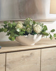 Protea Blooms - Bowl Centerpiece - Green / White