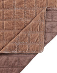 Stella - Full/Queen Faux Silk Velvet Double Box Stitch Quilt Set Set of 3 - Dusty Rose