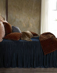 Stella - King Faux Silk Velvet Bedspread Set Set of 3 - Midnight Blue
