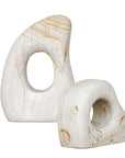 Stone Flow - Outdoor Sculptures (Set of 2) - Brown / White