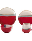 Pasadizo Stoneware - Ceramic Dinnerware Set Set of 16 - Red