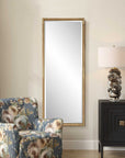 Kampar - Full Length Rattan Tall Mirror - Gold / Woodtone