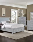 Bonanza - Ocean Blue Linen Upholstered Bed With Storage Footboard
